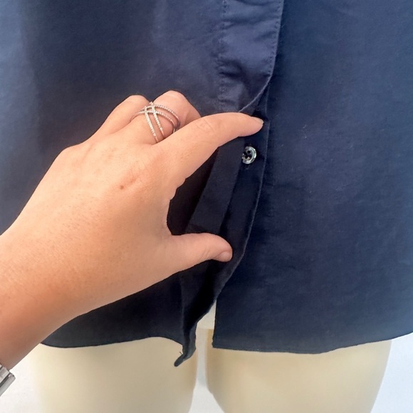 Brooks Brothers Navy Pleated Women’s Short Sleeve Blouse Cotton Blend Size 2 - Picture 7 of 11